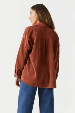 Stitches Ladies Tops Button-Up Oversized Corduroy Long Sleeve Top
