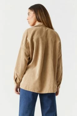 Stitches Ladies Tops Button-Up Oversized Corduroy Long Sleeve Top