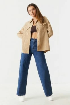 Stitches Ladies Tops Button-Up Oversized Corduroy Long Sleeve Top