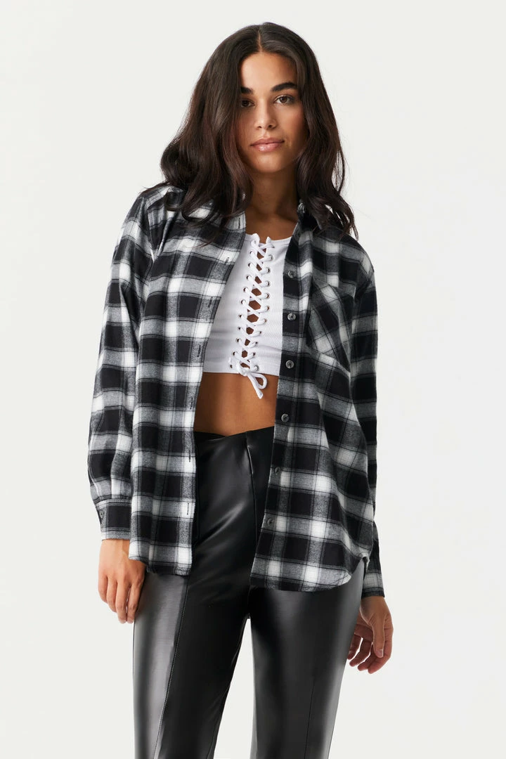 Stitches Ladies Tops Black Plaid Classic Fit Flannel Top 1 Stitches Ladies Tops Black Plaid Classic Fit Flannel Top