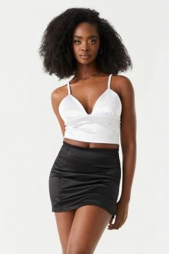 Stitches Ladies Satin V-Neck Cropped Cami