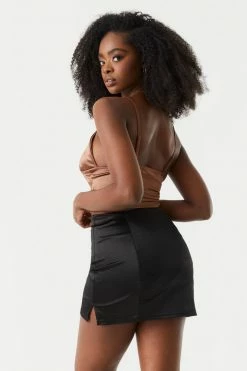 Stitches Ladies Satin V-Neck Cropped Cami