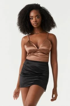 Stitches Ladies Satin V-Neck Cropped Cami