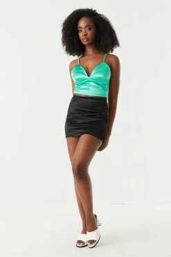 Stitches Ladies Satin V-Neck Cropped Cami