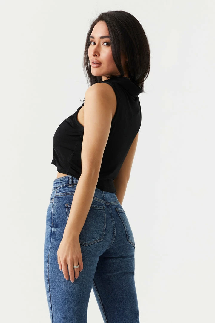 Stitches Ladies Tops Button-Up Front Cropped Polo Tank Top 5 Stitches Ladies Tops Button-Up Front Cropped Polo Tank Top