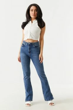 Stitches Ladies Tops Button-Up Front Cropped Polo Tank Top 14 Stitches Ladies Tops Button-Up Front Cropped Polo Tank Top