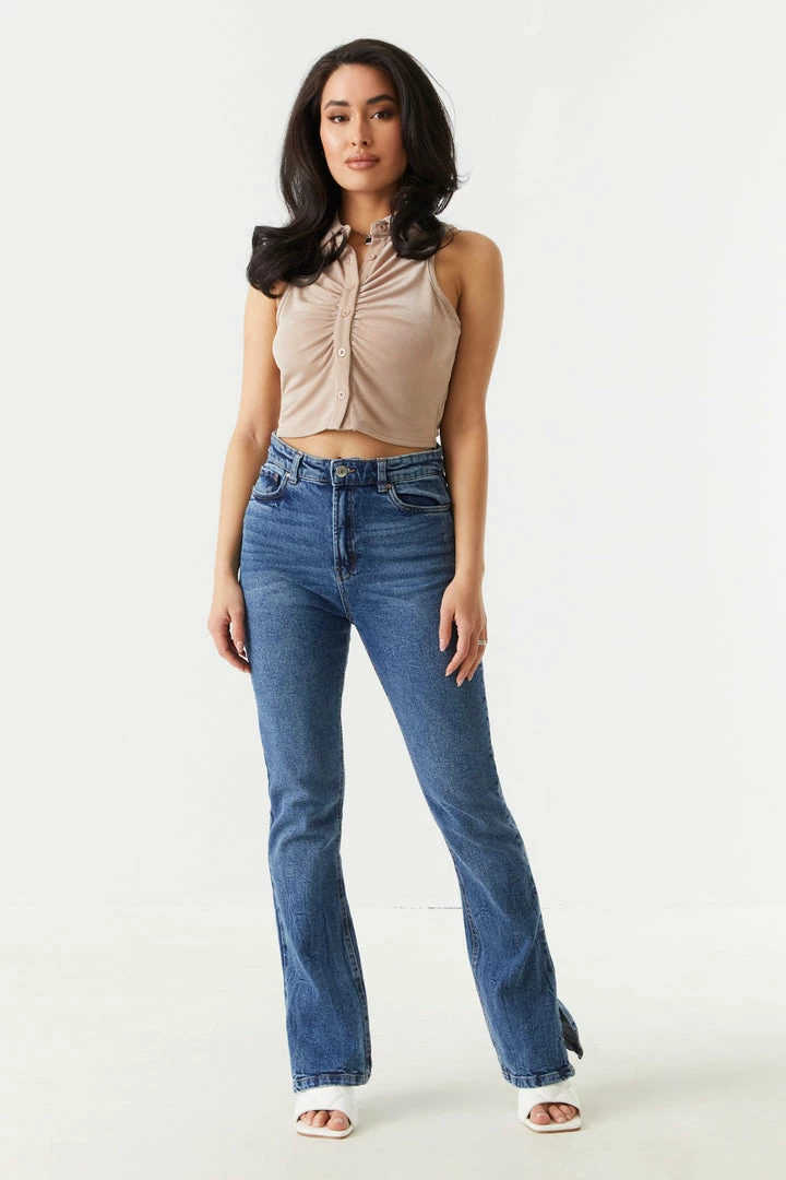 Stitches Ladies Tops Button-Up Front Cropped Polo Tank Top 12 Stitches Ladies Tops Button-Up Front Cropped Polo Tank Top