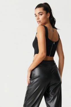 Stitches Ladies Square Neck Cropped Corset Tank Top