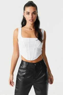 Stitches Ladies Square Neck Cropped Corset Tank Top