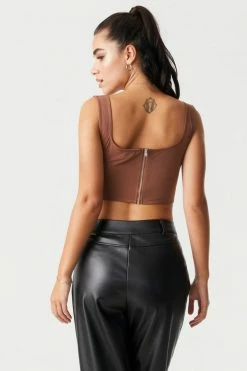 Stitches Ladies Square Neck Cropped Corset Tank Top