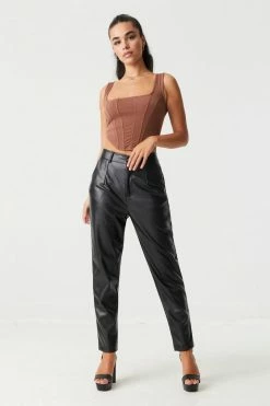 Stitches Ladies Square Neck Cropped Corset Tank Top