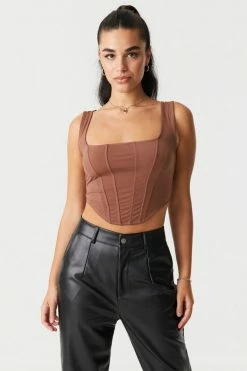 Stitches Ladies Square Neck Cropped Corset Tank Top