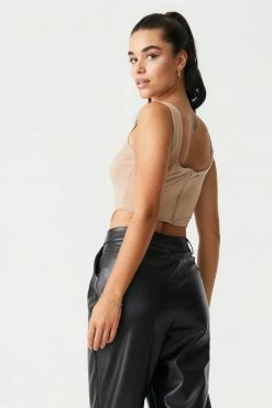 Stitches Ladies Square Neck Cropped Corset Tank Top