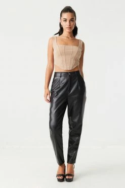 Stitches Ladies Square Neck Cropped Corset Tank Top