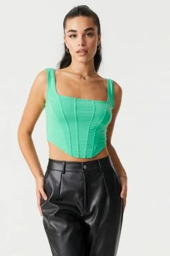 Stitches Ladies Square Neck Cropped Corset Tank Top