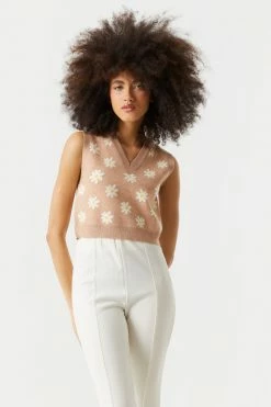 Stitches Ladies Sweaters Daisy V-Neck Cropped Knit Vest