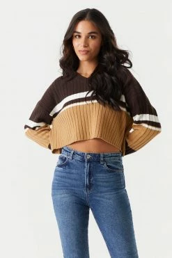 Stitches Ladies Colour Block Cropped V-Neck Varsity Sweater Sweaters 15 Stitches Ladies Colour Block Cropped V-Neck Varsity Sweater Sweaters