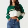 Stitches Ladies Colour Block Cropped V-Neck Varsity Sweater Sweaters