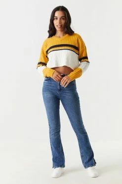 Stitches Ladies Colour Block Cropped V-Neck Varsity Sweater Sweaters 20 Stitches Ladies Colour Block Cropped V-Neck Varsity Sweater Sweaters