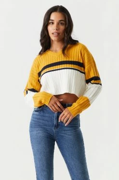 Stitches Ladies Colour Block Cropped V-Neck Varsity Sweater Sweaters 18 Stitches Ladies Colour Block Cropped V-Neck Varsity Sweater Sweaters