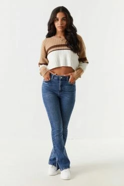 Stitches Ladies Colour Block Cropped V-Neck Varsity Sweater Sweaters 23 Stitches Ladies Colour Block Cropped V-Neck Varsity Sweater Sweaters