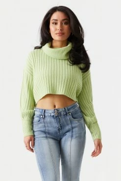 Stitches Ladies Sweaters Chunky Knit Cropped Turtleneck Sweater