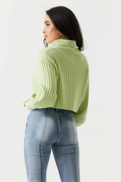 Stitches Ladies Sweaters Chunky Knit Cropped Turtleneck Sweater