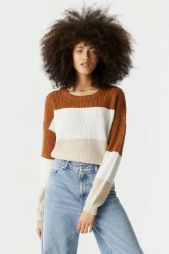 Stitches Ladies Thick Striped Cropped Crewneck Sweater Sweaters 15 Stitches Ladies Thick Striped Cropped Crewneck Sweater Sweaters