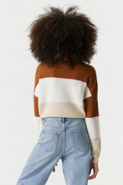 Stitches Ladies Thick Striped Cropped Crewneck Sweater Sweaters 16 Stitches Ladies Thick Striped Cropped Crewneck Sweater Sweaters