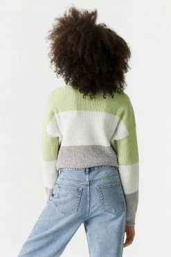 Stitches Ladies Thick Striped Cropped Crewneck Sweater Sweaters 19 Stitches Ladies Thick Striped Cropped Crewneck Sweater Sweaters