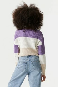 Stitches Ladies Thick Striped Cropped Crewneck Sweater Sweaters 22 Stitches Ladies Thick Striped Cropped Crewneck Sweater Sweaters