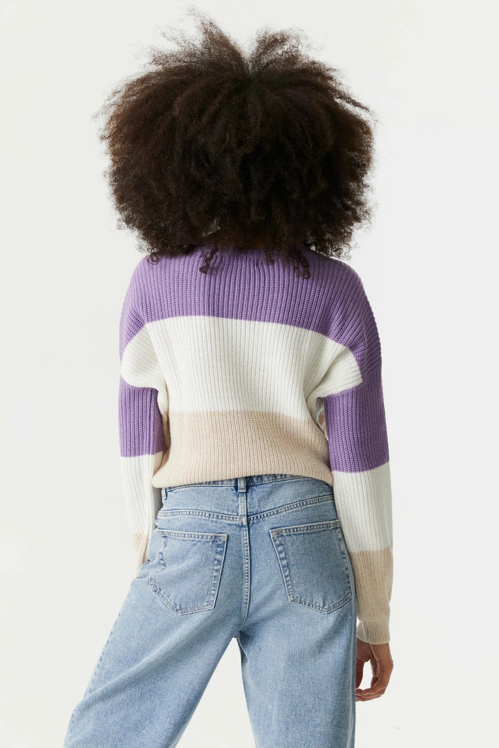 Stitches Ladies Thick Striped Cropped Crewneck Sweater Sweaters 11 Stitches Ladies Thick Striped Cropped Crewneck Sweater Sweaters