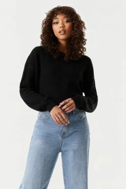 Stitches Ladies Chunky Cropped Crew Neck Sweater Sweaters