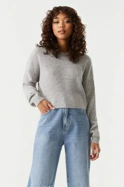 Stitches Ladies Chunky Cropped Crew Neck Sweater Sweaters