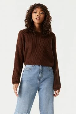 Stitches Ladies Chunky Cropped Crew Neck Sweater Sweaters