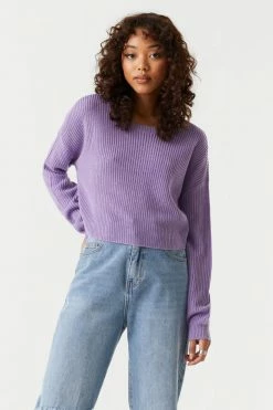 Stitches Ladies Chunky Cropped Crew Neck Sweater Sweaters