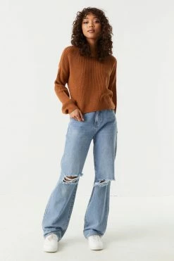 Stitches Ladies Chunky Cropped Crew Neck Sweater Sweaters