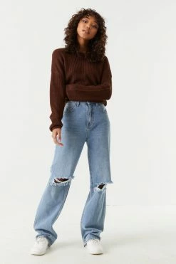 Stitches Ladies Chunky Cropped Crew Neck Sweater Sweaters