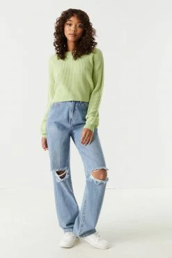 Stitches Ladies Chunky Cropped Crew Neck Sweater Sweaters