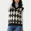 Stitches Ladies Argyle Print Chunky Knit Vest