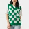 Stitches Ladies Checkered Print Chunky Knit Vest