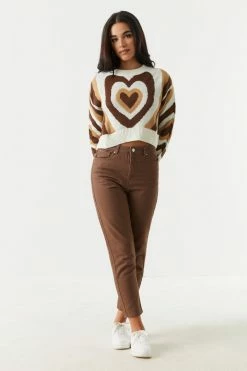 Stitches Ladies Sweaters Heart Print Cropped Knit Sweater