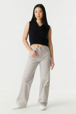 Stitches Ladies Sweaters V-Neck Cropped Cable Knit Vest