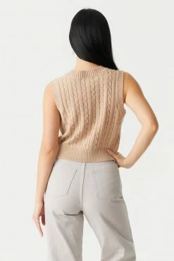 Stitches Ladies Sweaters V-Neck Cropped Cable Knit Vest