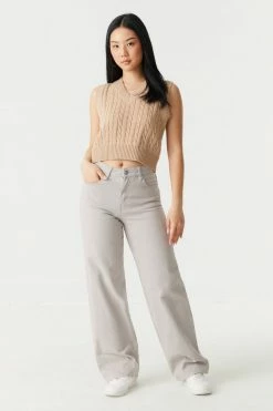 Stitches Ladies Sweaters V-Neck Cropped Cable Knit Vest