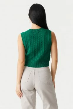 Stitches Ladies Sweaters V-Neck Cropped Cable Knit Vest