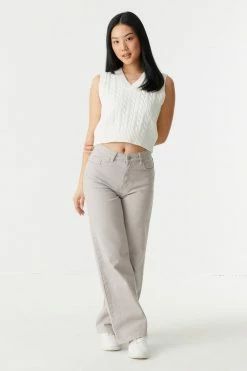 Stitches Ladies Sweaters V-Neck Cropped Cable Knit Vest