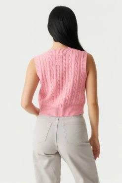 Stitches Ladies Sweaters V-Neck Cropped Cable Knit Vest