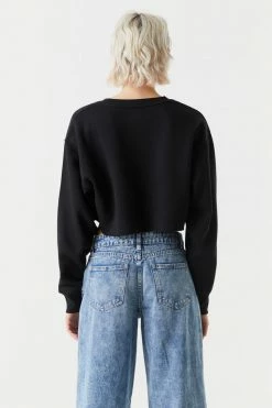 Stitches Ladies Raw Hem Cropped Sweatshirt