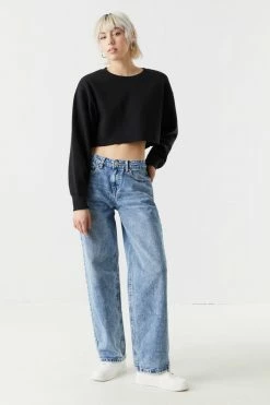 Stitches Ladies Raw Hem Cropped Sweatshirt